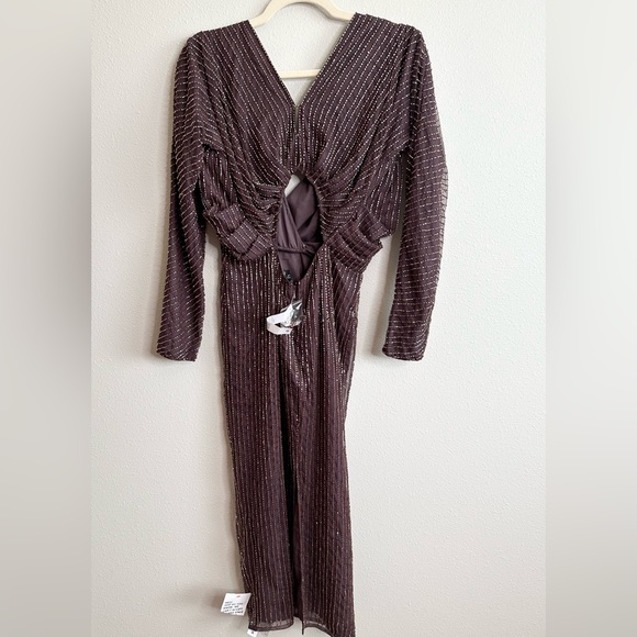 NWT ASOS Gold Linear Batwing Midi Dress Sz 2 - Picture 12 of 12